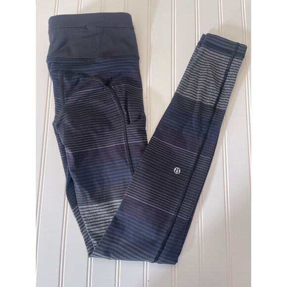 EUC Lululemon Speed Tight II Leggings OM Stripe Print Activewear - Size Womens 4 - Picture 1 of 10